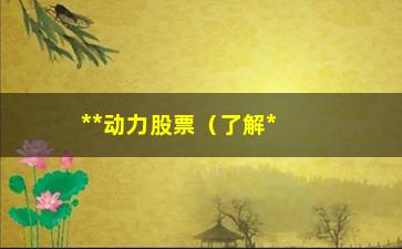 “**动力股票（了解**动力股票市场趋势和投资风险）”/