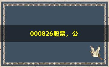 “000826股票，公司基本情况及股票走势分析”/