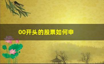 “00开头的股票如何申购(000开头的股票什么意思)”/