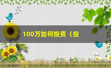 100万如何投资（投资专家教你如何理财）