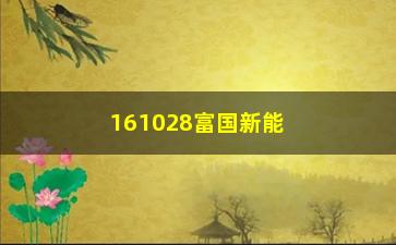 “161028富国新能源汽车基金净值（最新净值走势分析）”/