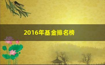 “2016年基金排名榜出炉，这些基金收益最高（值得投资）”/