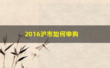 “2016沪市如何申购新股(沪市市值多少才能申购新股)”/