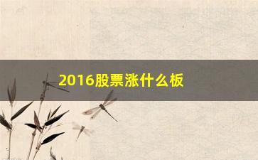 “2016股票涨什么板块(冬天什么板块股票会涨)”/