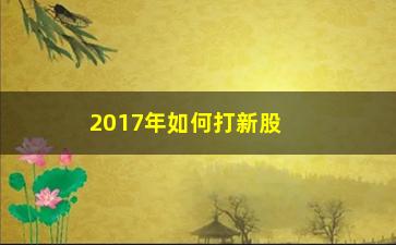 “2017年如何打新股(新手如何打新股)”/