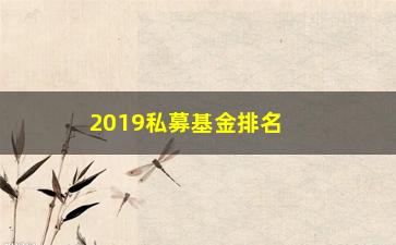 “2019私募基金排名出炉（这些基金凭什么成为投资者的首选？）”/