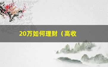 “20万如何理财（高收益理财方案分享）”/