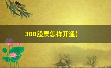 “300股票怎样开通(300股票怎么开通)”/