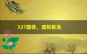 “327国债，理财新选择，了解327国债的利息和风险”/