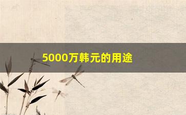 “5000万韩元的用途是什么（详细解析5000万韩元的投资方案）”/