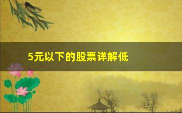 “5元以下的股票详解低吸、埋伏、追涨打板绝技”/