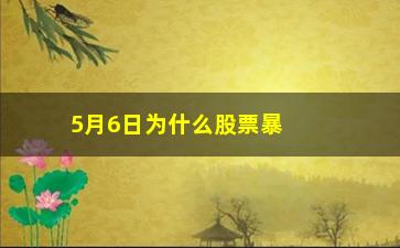 “5月6日为什么股票暴跌(化工股票为什么暴跌)”/