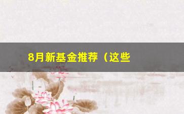 “8月新基金推荐（这些基金一定要了解）”/