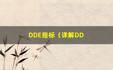 “DDE指标（详解DDE指标的计算方法和应用场景）”/