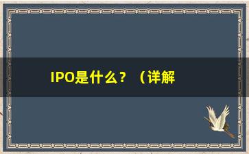 “IPO是什么？（详解IPO的定义和流程）”/