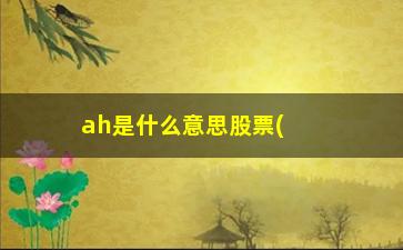 “ah是什么意思股票(股票ah开头是什么意思)”/