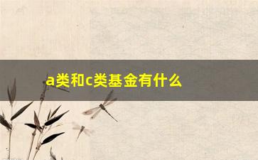 “a类和c类基金有什么区别？（投资者必须知道的关键信息）”/