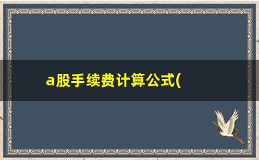 “a股手续费计算公式(手续费计算公式)”/