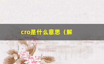 “cro是什么意思（解析cro的含义与用法）”/