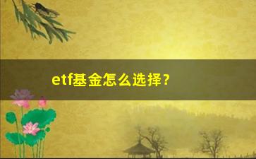 “etf基金怎么选择？”/