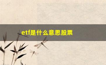 “etf是什么意思股票指数基金(基金和指数基金有什么区别)”/