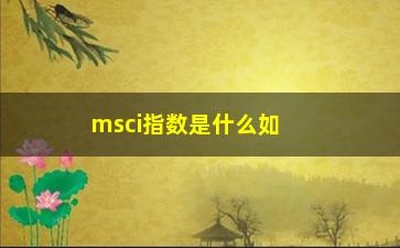 “msci指数是什么如何了解和投资msci指数”/