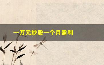 “一万元炒股一个月盈利，教你如何在炒股市场中赚取高额收益”/