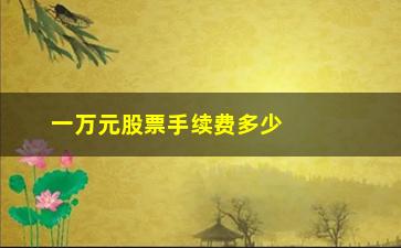 “一万元股票手续费多少钱，详解股票交易手续费”/