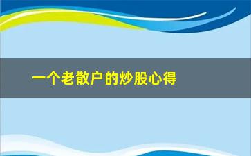 “一个老散户的炒股心得，股市投资经验分享”/