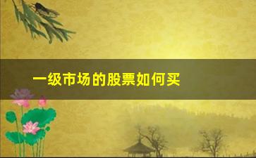 “一级市场的股票如何买(如何购买粉单市场股票)”/