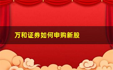 “万和证券如何申购新股(证券账户申购新股的规定)”/