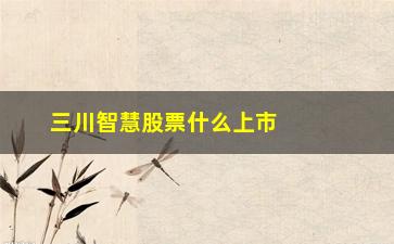 “三川智慧股票什么上市(300066三川智慧股票)”/