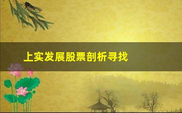 “上实发展股票剖析寻找准确买卖点”/