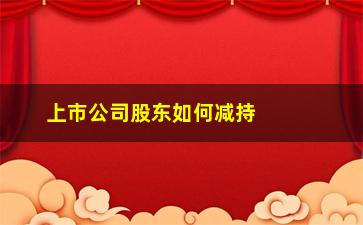 “上市公司股东如何减持(上市公司股东如何减持股票)”/