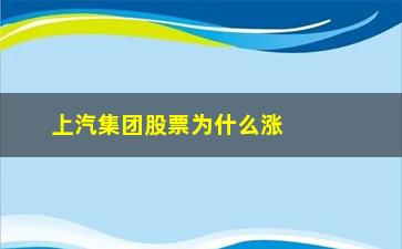 “上汽集团股票为什么涨不起来(上汽集团股票还能涨起来吗)”/