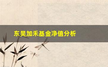 “东吴加禾基金净值分析（最新净值变化及趋势预测）”/