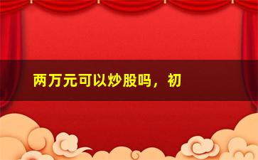 “两万元可以炒股吗，初学者必知的股票投资基础”/