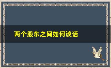 “两个股东之间如何谈话(公司股东之间如何相处)”/