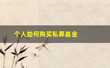 “个人如何购买私募基金，需要注意哪些事项？”/