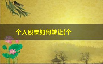 “个人股票如何转让(个人转让非上市公司股票)”/