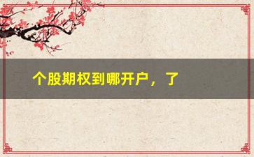 “个股期权到哪开户，了解个股期权开户流程和注意事项”/