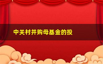 “中关村并购母基金的投资步骤分析与方法”/