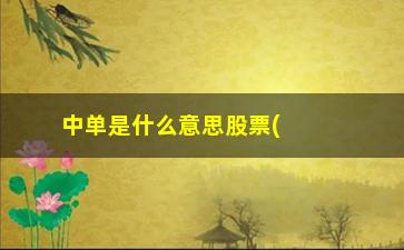 “中单是什么意思股票(地缚灵中单是什么意思)”/