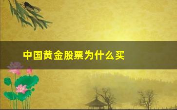 “中国黄金股票为什么买不了(黄金股票最近为什么跌)”/