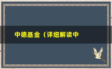 “中德基金（详细解读中德合作的基金机构）”/