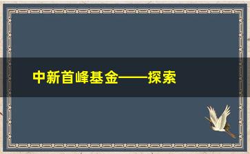 “中新首峰基金——探索财富增值新路径”/