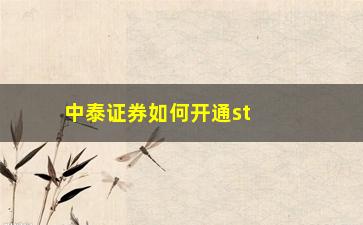 “中泰证券如何开通st股(中泰证券如何开通创业板权限)”/