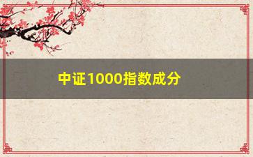 “中证1000指数成分股权重(中证1000指数构成)”/