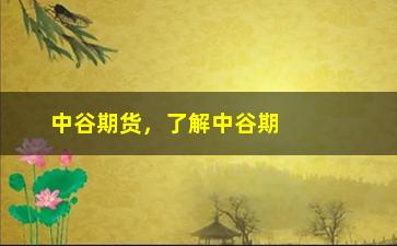 “中谷期货，了解中谷期货的交易平台和投资策略”/