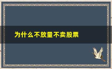 “为什么不放量不卖股票(为什么股票放量才能涨)”/